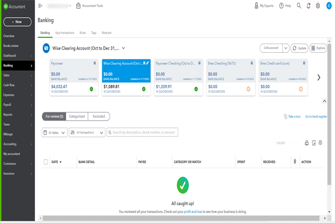 QuickBooks Bookkeeping-Accounting-Bank Reconciliation-Cleanup-Catchup