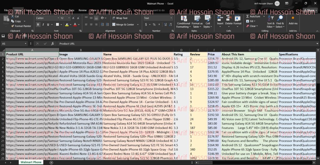 Walmart Web Scraping, Data Mining
