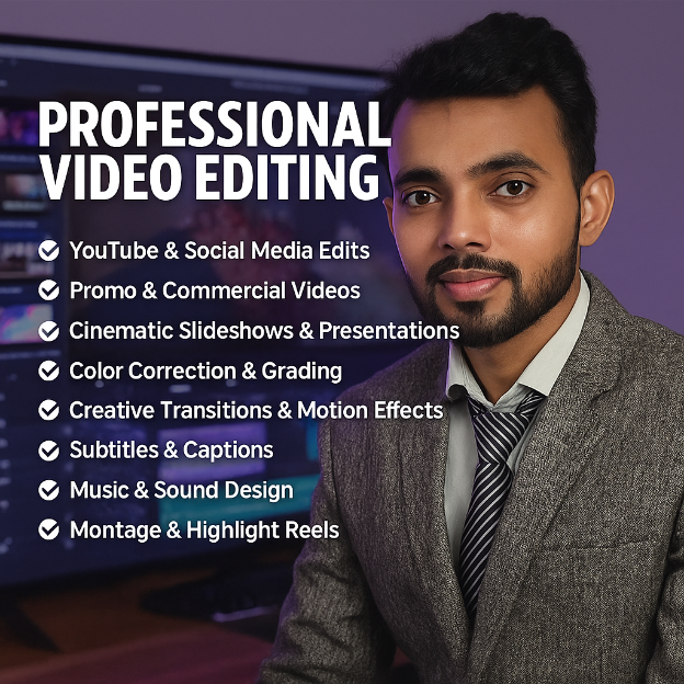 Professional Video Editing Services - YouTube, Social Media, Promos, Transitions, Subtitles